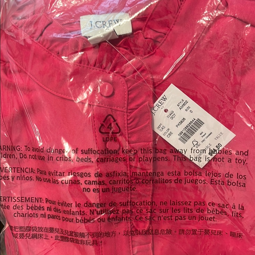 J. Crew Pink Ruffle Button-Up Blouse - Picture 6 of 7